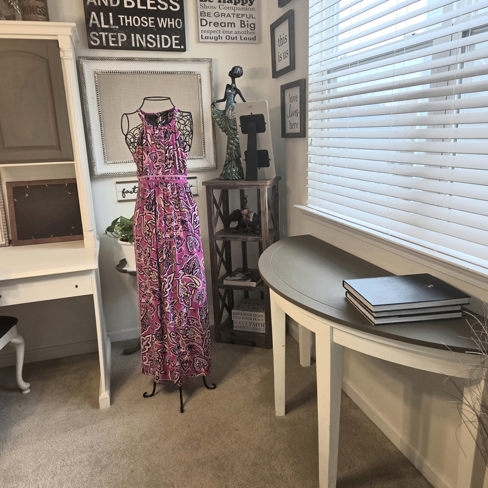 INC International Concepts Pink Paisley Halter Maxi Dress